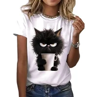 Funny Cat Women Summer White Print T Shirt Girl Casual Short Sleeve O Neck Top For.jpg