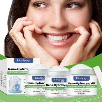 Polvere sbiancante per denti all'idrossiapatite, cura orale professionale, rimozione delle macchie per denti bianchi, pulizia, alito fresco, cura dentale