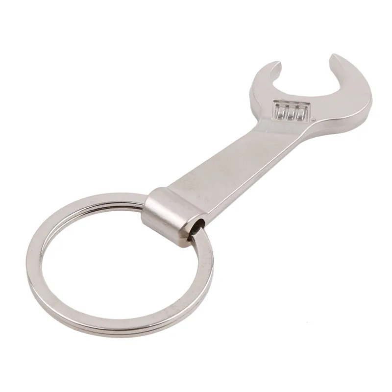 

200pcs Wrench Key Shape Silver Key Ring Chain Keychain Keyfob Bottle Can Opener Bottle Opener Small Gift Utility Gadget