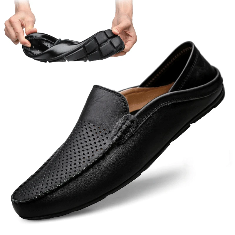 Zapatos italianos hombre, mocasines informales de marca de lujo, de cuero genuino, ligeros, transpirables, sin cordones, para 2022|Mocasines| -