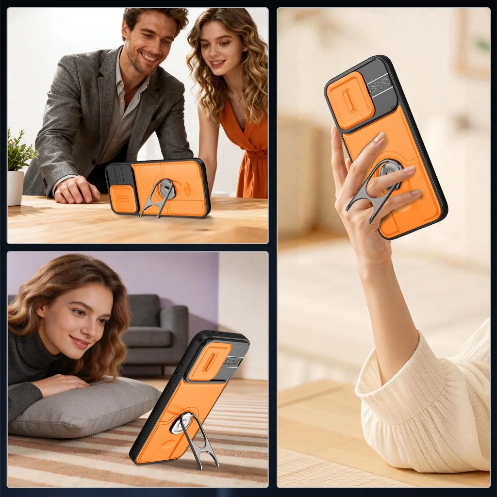 Slide Camera Lens Protector Kickstand Phone Case
