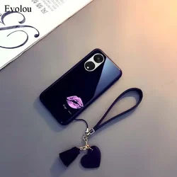 Custodia per telefono in vetro temprato shockproof a forma di cuore con amore - Copertura protettiva rigida