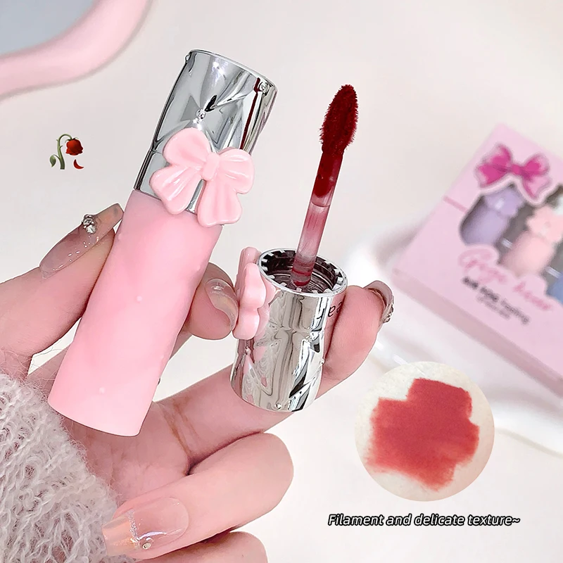 Gege Bear Air Matte Lip Mud Set Matte Color Lip Glaze Mud Three in a Box lip gloss,lip makeup,lip glaze