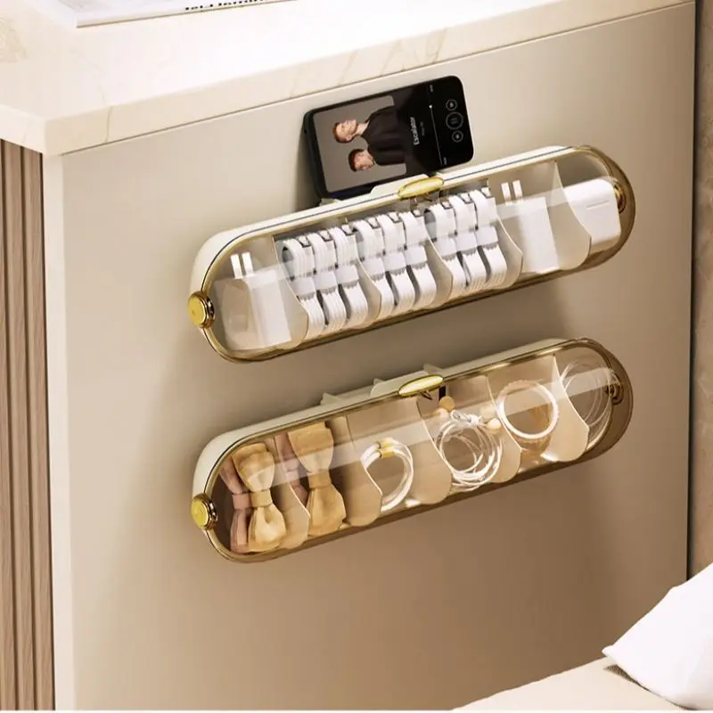 

Wall Mounted Transparent Underwear Storage Box Closet Free Punching Socks Storage Box Multi Functional Compartment Storage Box