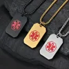 Customized DIY Medical Alert ID Necklace Dog Tag Pendant for Men Stainless Steel Matte ICE SOS Necklaces Personalized Jewelry 3