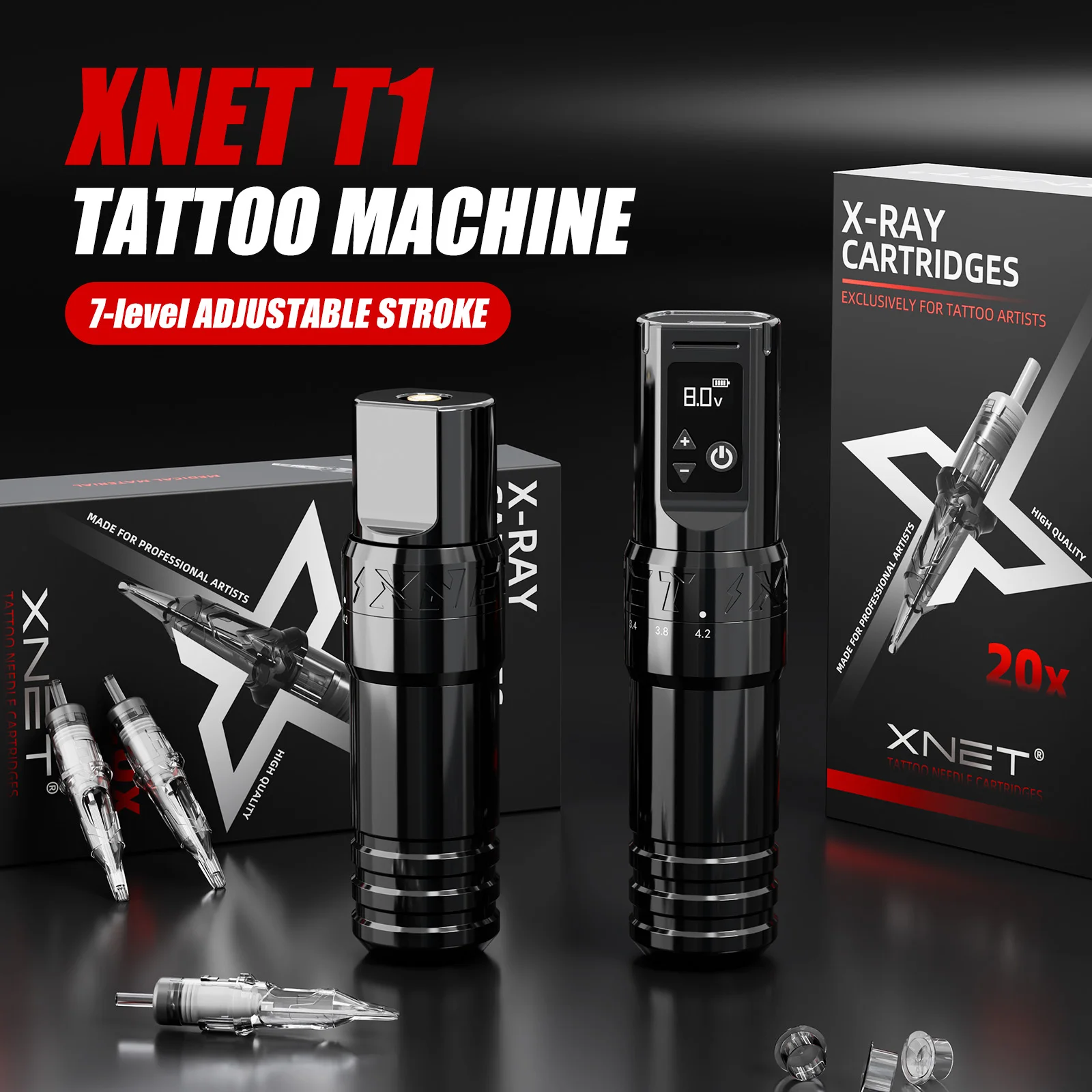 XNET Wireless　tattoo machine set XNET T1 Wireless Tattoo Machine Pen Full Kit Adjustable