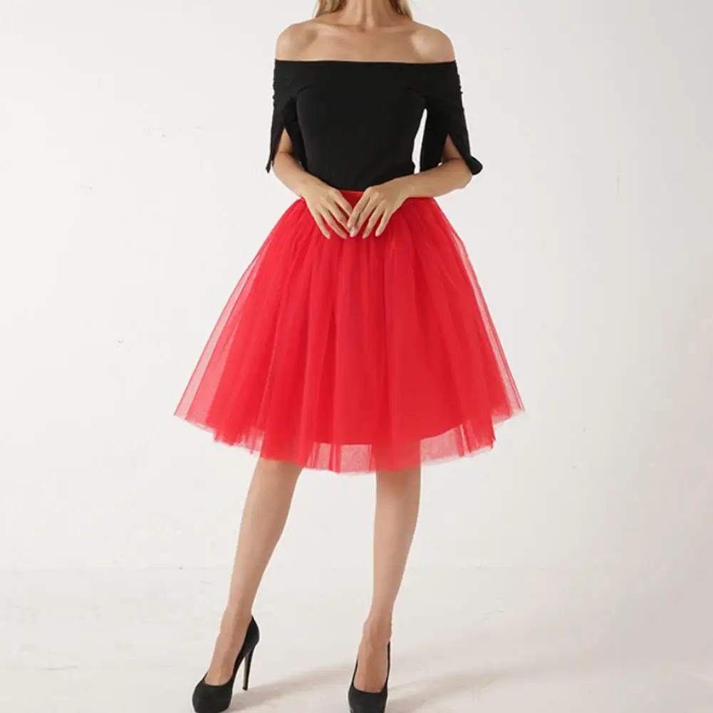 Women Summer Vintage Tulle Skirt Adult Fancy Ballet Dancewear 3-Layer Tulle Petticoat Party Costume Ball Gown Adult Mini Skirt