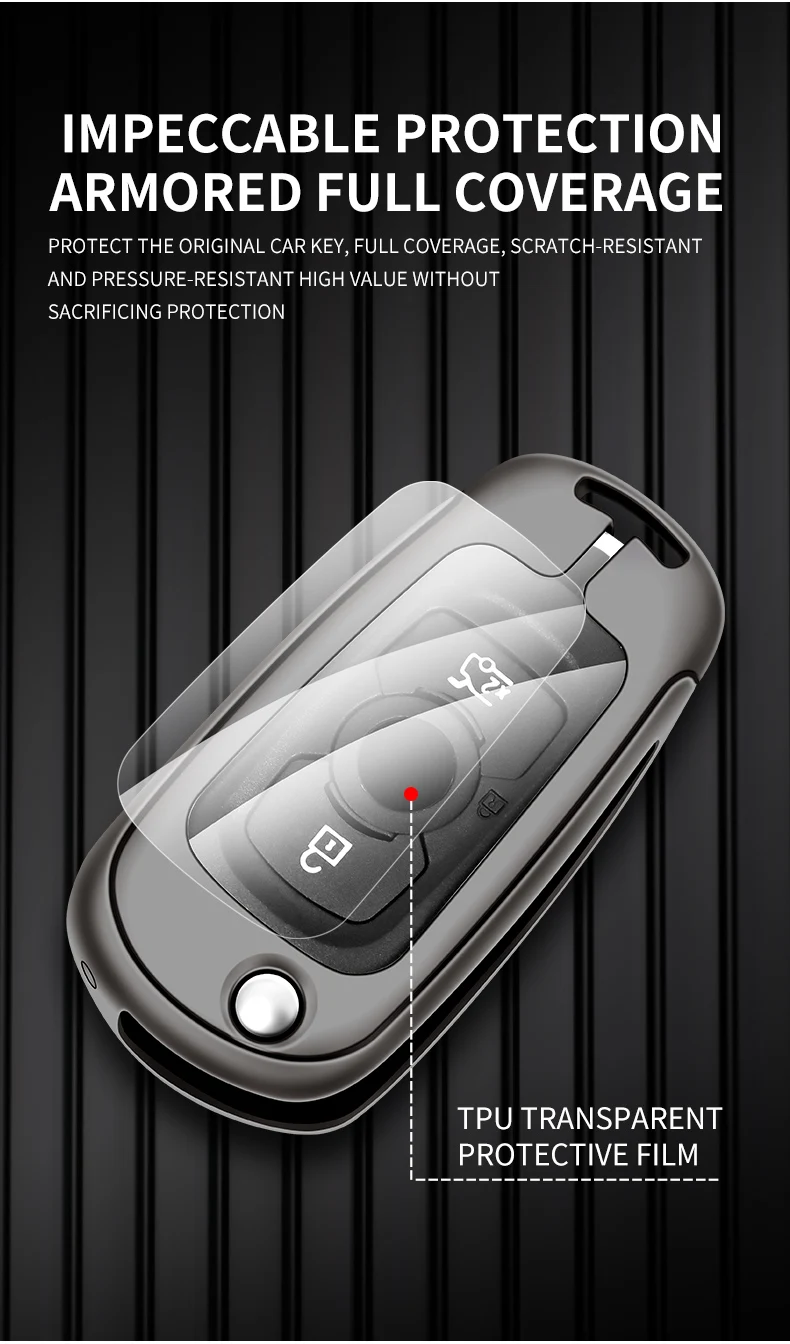 Custodia per chiave a scatto per auto in pelle metallica per Buick VERANO ENCORE GX GL6 2018 - 2020 per Opel Vauxhall Astra K Corsa Protector - Sc1930c6e288043c7a403fd3452a0e9092