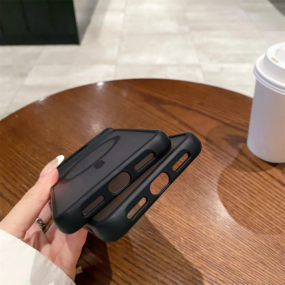 Luxury Matte Anti-Fingerprint Shockproof Case with Magsafe Wireless Charging Compatibility