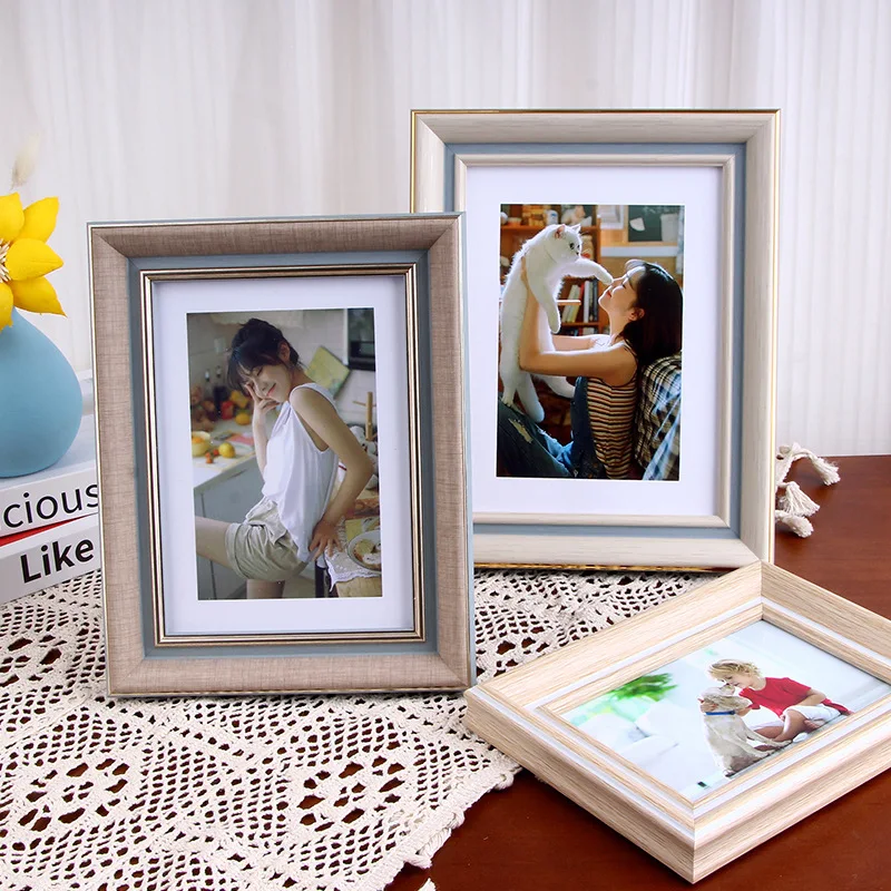 북유럽 Ins 스타일 미니멀리스트 사진 액자 데스크탑 디스플레이 벽 교수형 6/7/8/10/인치 A4 가족 사진 장식 로그 색상