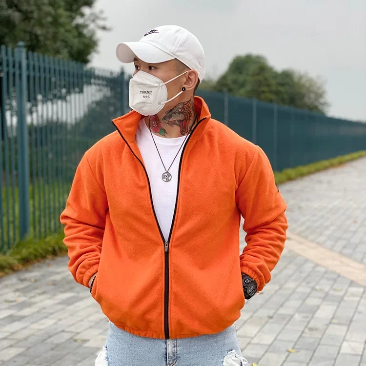 가을 겨울 스포츠 남성용 폴로 터틀넥 따뜻한 지퍼 가디건 재킷, 플리스 쉐이킹 조깅 트레이닝 운동 재킷