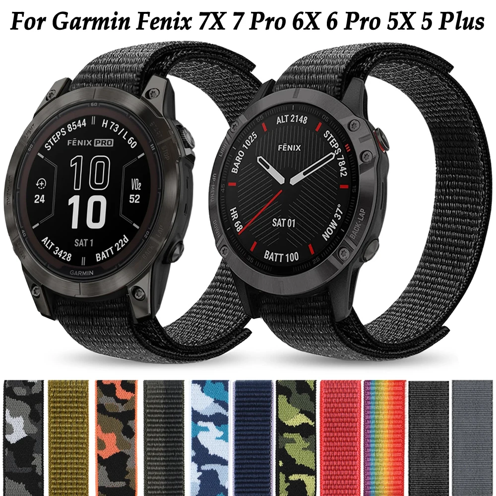 Cinturino In Nylon Con Anello A Gancio Da 26Mm 22Mm Per Garmin Per Garmin Fenix 7X 7 Pro Solar 6 6X Pro Sapphire 5 5X Plus Cinturino Con Cinturino A F
