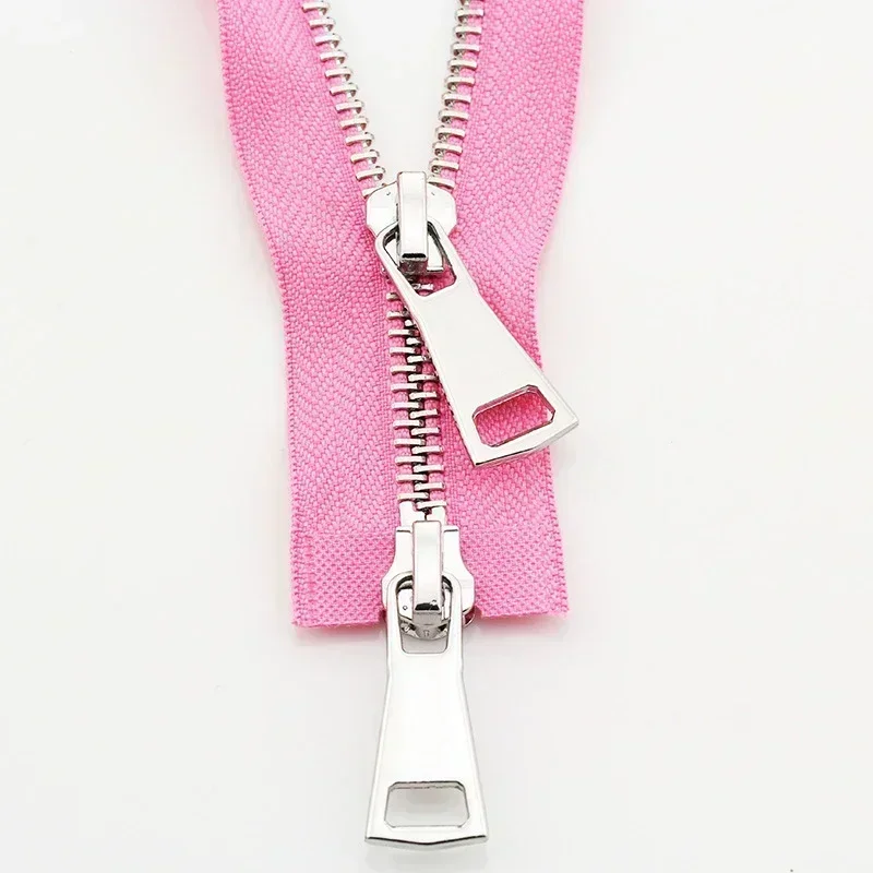 Premium Metal Double-Slider Open-End Zippers for Jackets - Auto Lock Closure, Multiple Lengths Available