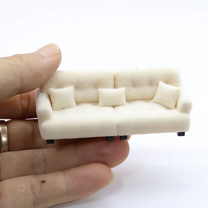 1:25/30 Sofa PLA Mini Doll Cream Style Realistic Washable Dollhouse Handmade DIY Scene Building Miniature Decor Mini Furniture 3