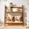 Bamboo Double Layer Rack 2-Tier Desktop Organizer Display Racks Office Stationary Office Storage Makeup Organizion for Vanity 4