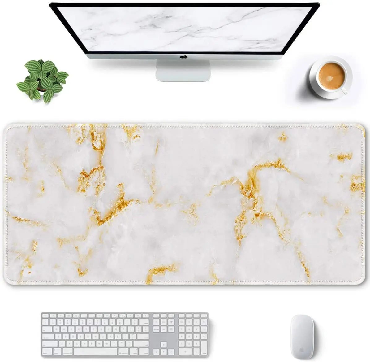 Extended Mouse Pad 35.4X15.7inch Waterproof Desk Mat with Stitched Edges Non-Slip Laptop Computer  Mousepads Marble Design