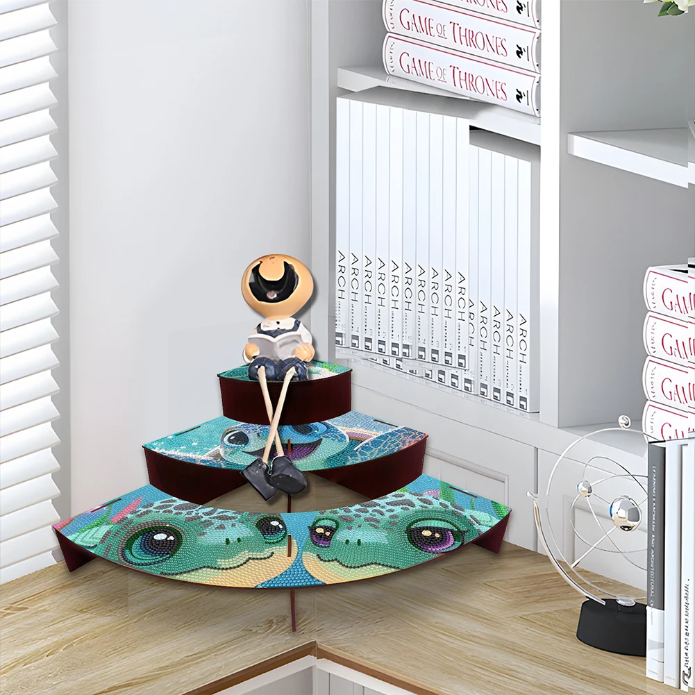 3 Tier Wood Turtle DIY Diamond Painting Storage Holder for Home Study Office