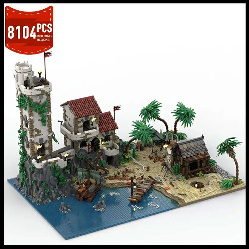 Moc City Port Sauvage Blessed Beach Barracudaing Cove Pirateser Building Blocks Eldoradoed Fortress Moc-117472 Mattoni Giocattoli Regali