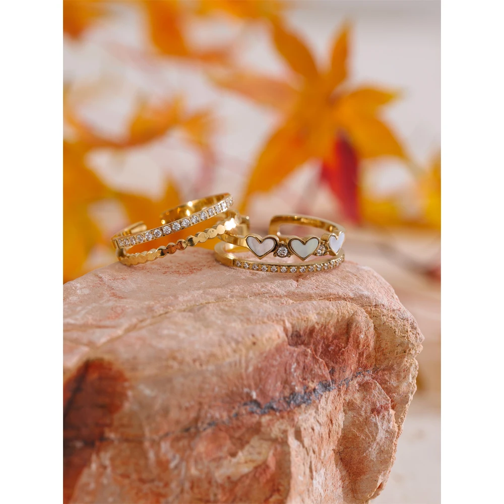 Yhpup Double Layer Ring 18K Gold PVD Plated