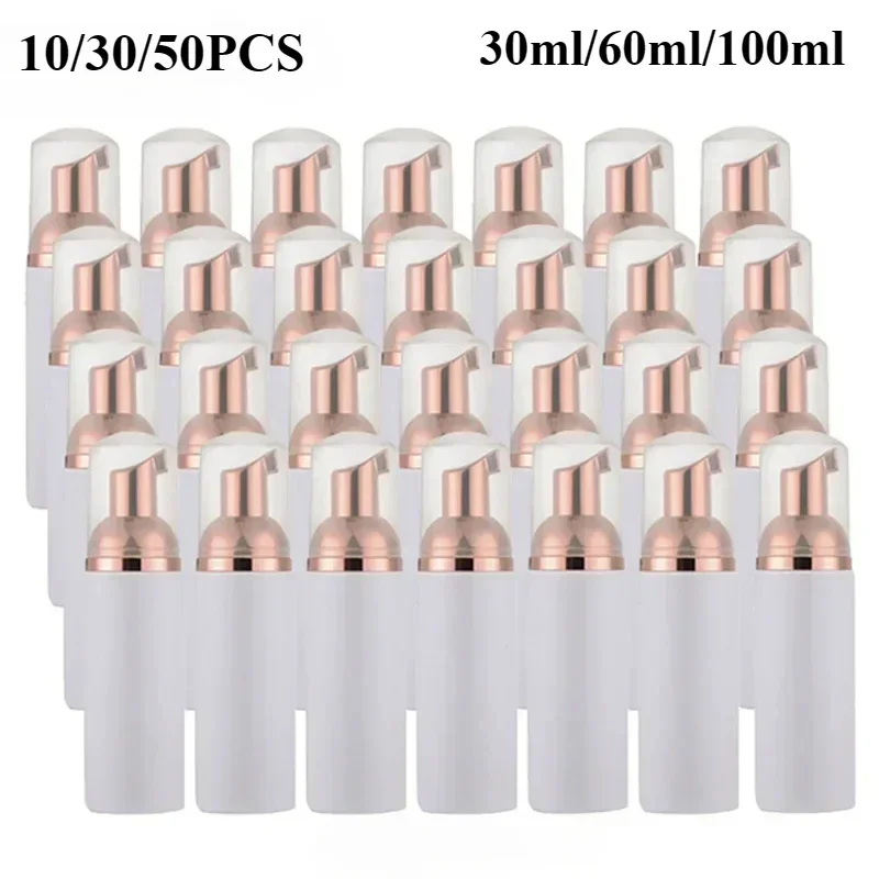 Plastic Squeeze Bottles 10/30/50pcs Plastic Foam Bottle Dispenser Foam Eyelash Cosmetic Pump Bottle Empty Face Cleaner Soap Rose Gold