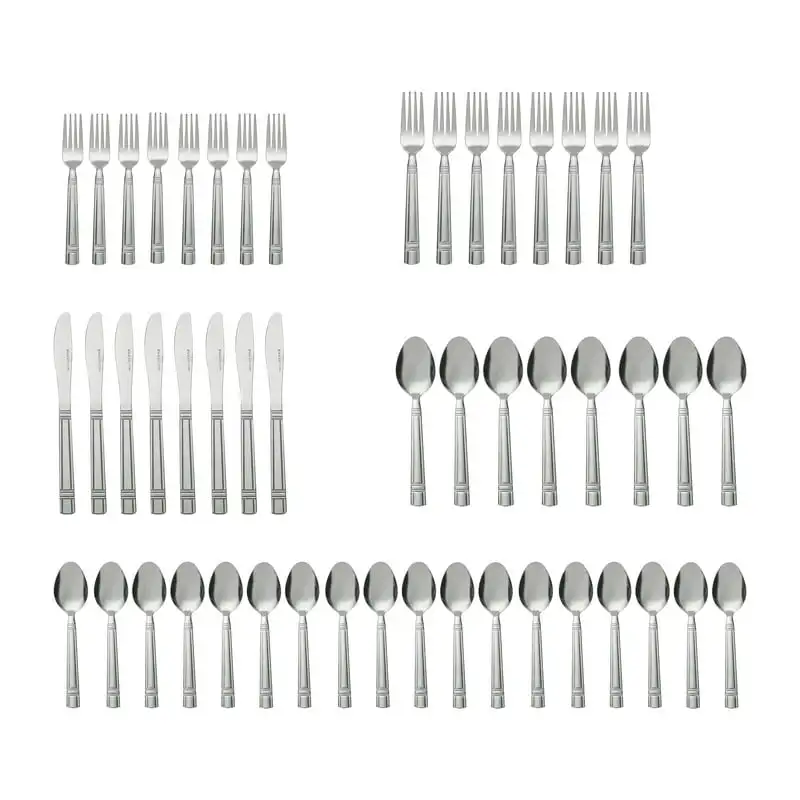 

Piece Elena Stainless Steel Flatware and Organizer Tray Value Set Silver, Service for 8 Ceramic tray Rattan tray Glass tray Acry