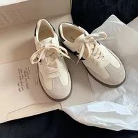 Maxdutti Ins Blogger British Fashion Vulcanized Shoes Casual Shoes Students Sports Flat Shoes Women's Leather Retro Training 1