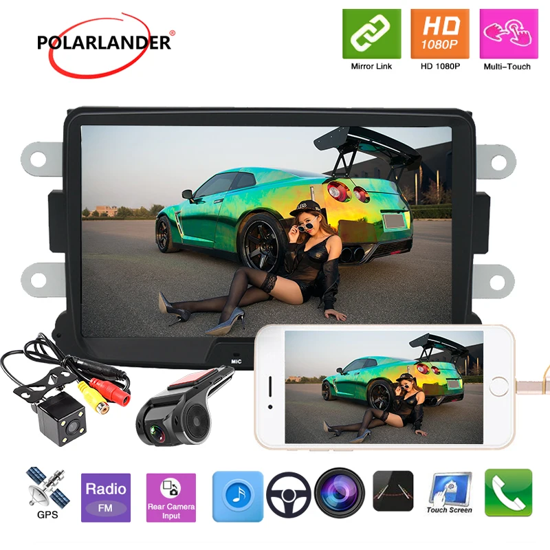 

Автомагнитола 2DIN 8 ''емкостный экран GPS Android WiFi USB Bluetooth 1 Гб + 16 Гб Встроенный Carplay для Renault Dacia 2010 2011 2012