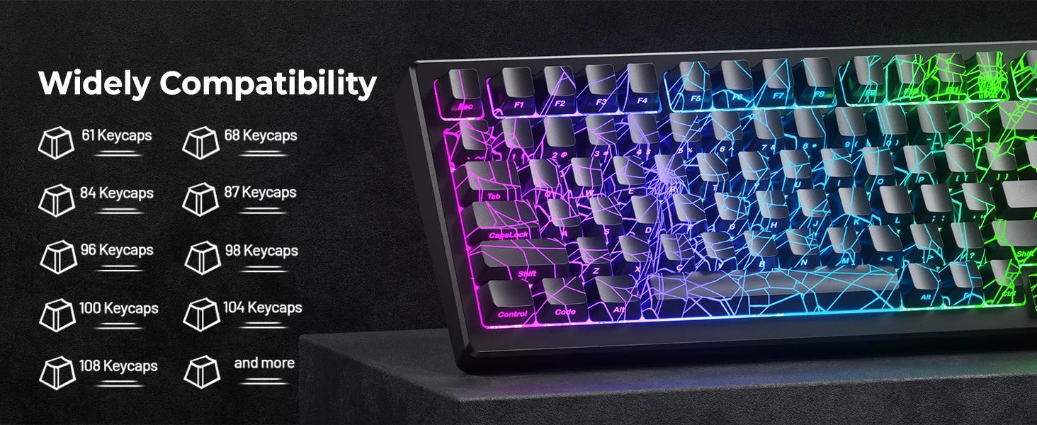 XVX Spider Web Version Pattern Shine Through OEM Profile IMD-Tech Keycap Set Black Keycaps( only keycaps)118 Keys 16 Sc1938c3fa9bd43f1ab157146d1ad929b5