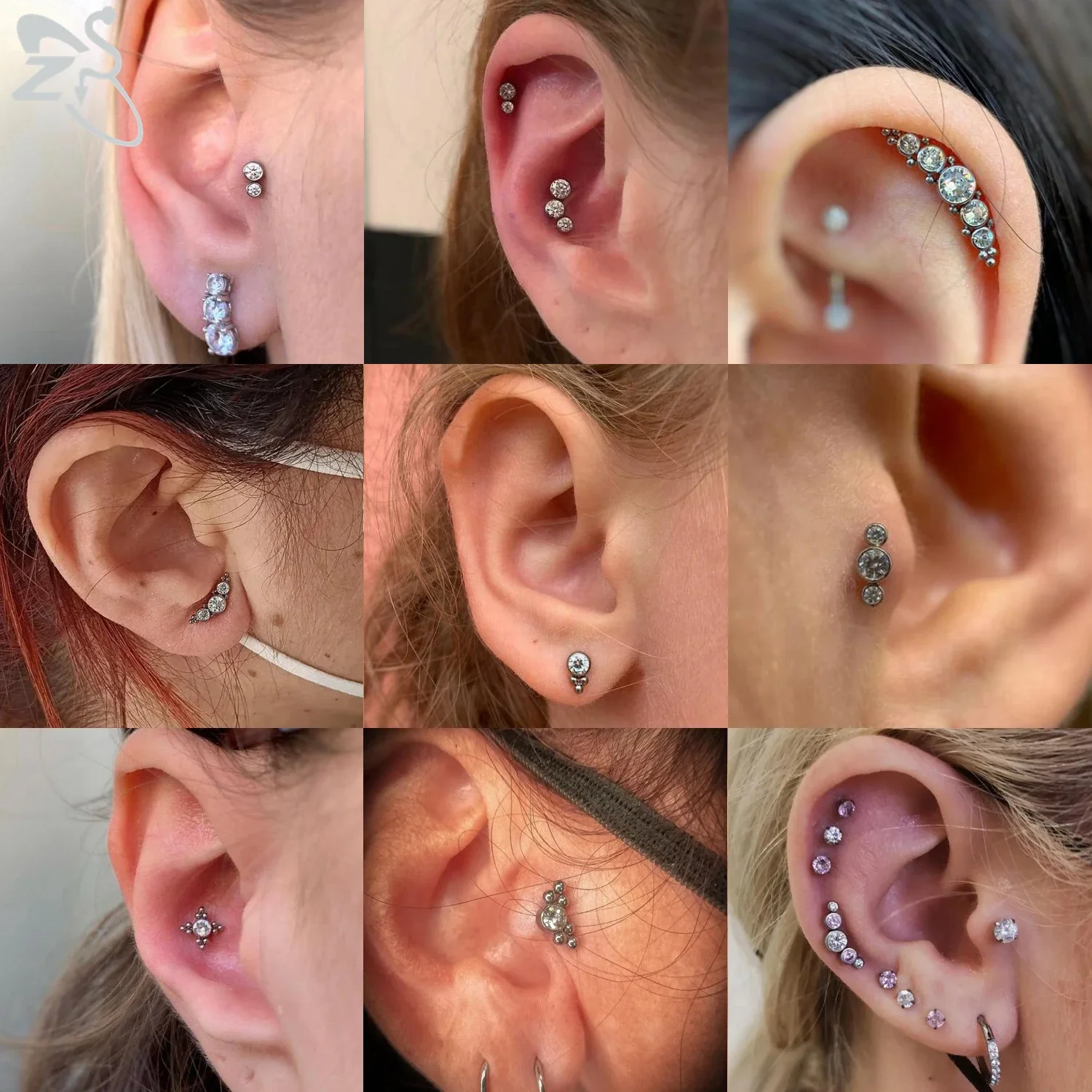 1 Piece Stainless Steel Labret Piercing Ball Round Ear Stud CZ Crystal Ear Cartilage Tragus Helix Conch Piercings Jewelry 16g piercing jewelry ear studs
