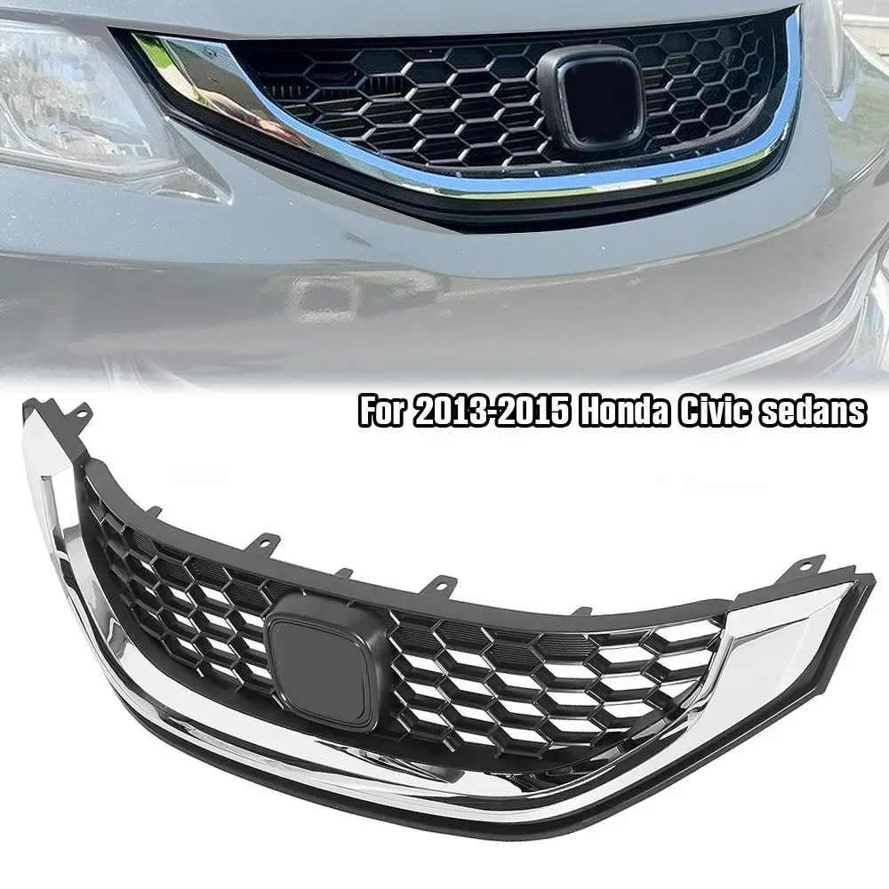 

Car Front Bumper Upper Grille Mesh ABS Honeycomb Grilles Mesh Cover Trim Vent Fit for 2013-2015 Honda Civic Sedan LX/HF/CNG