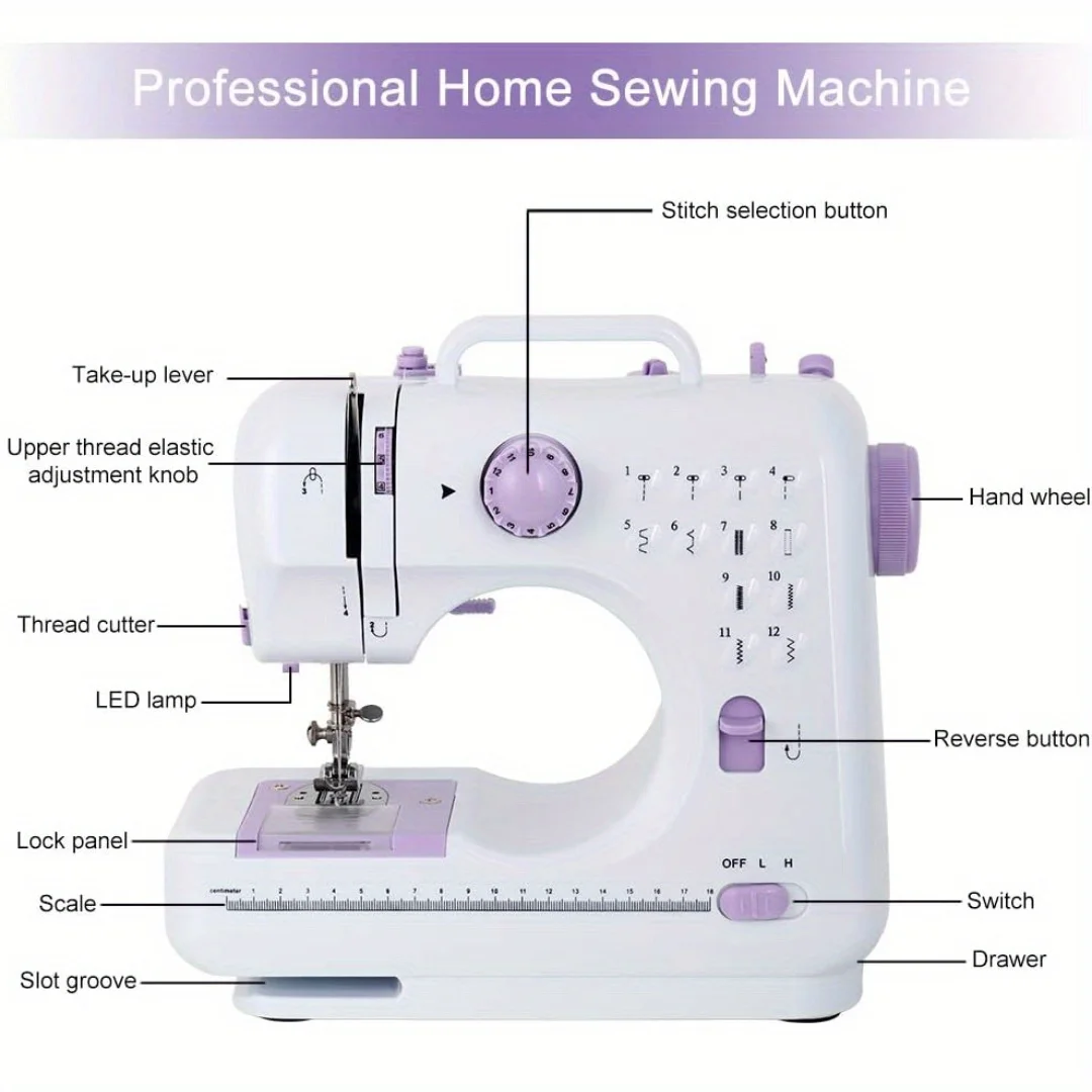 Multi-Function Electric Sewing Machine Household Lock Edge Eating Thick Pedal Lock Eye for Beginners Standard 12 Kinds of Built