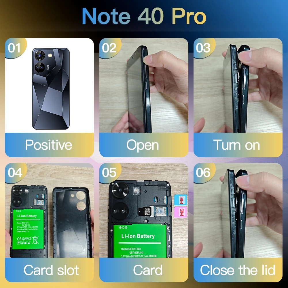 FUFFI-Note 40 Pro Cellphones 5.0 inch 16GB ROM 2GB RAM Smartphone Android 2000mAh 2+8MP Camera 3G Original Mobile phones 6