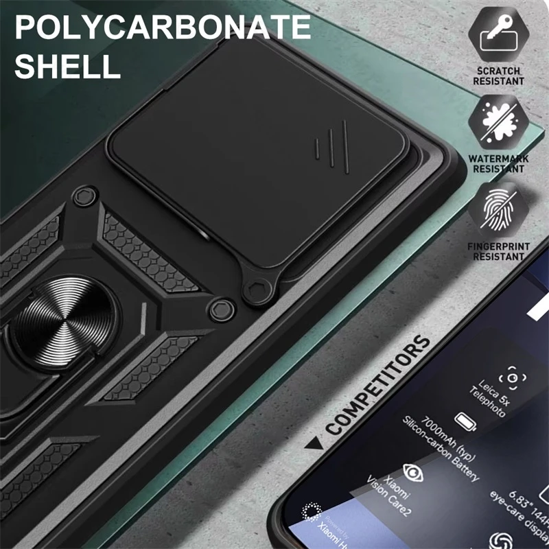 Slide Camera Lens Armor Case with Car Magnetic Holder Ring and Shockproof Cover