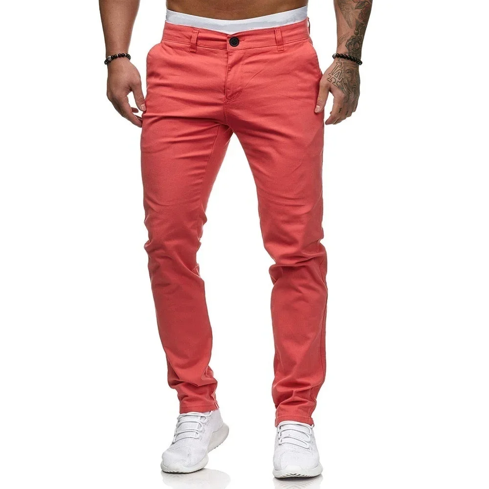 Men's Business Trousers Formal Work Pants Slim Straight Leg Casual