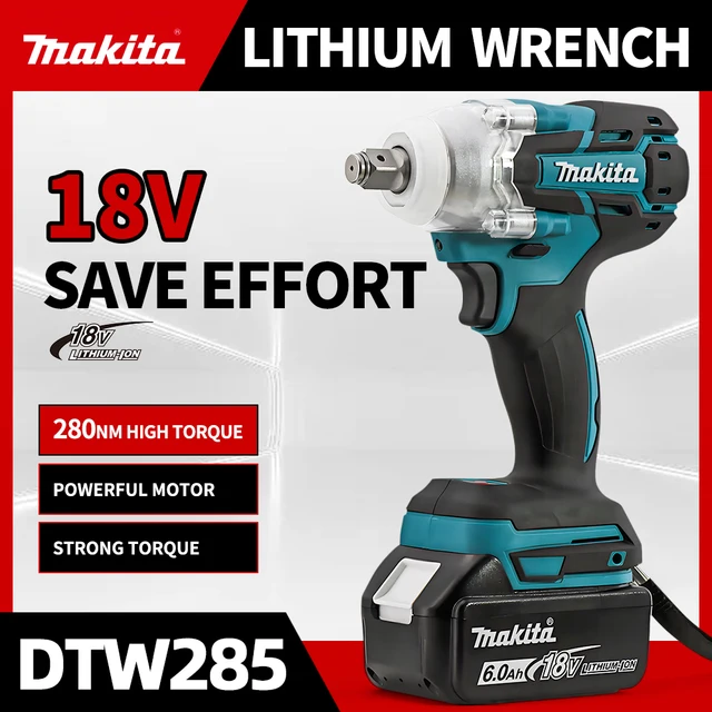 Makita DTW285 clé à chocs électrique sans brosse sans fil 320N.M couple 1/2 'clé outils électriques compatibles sans batterie 18V 1