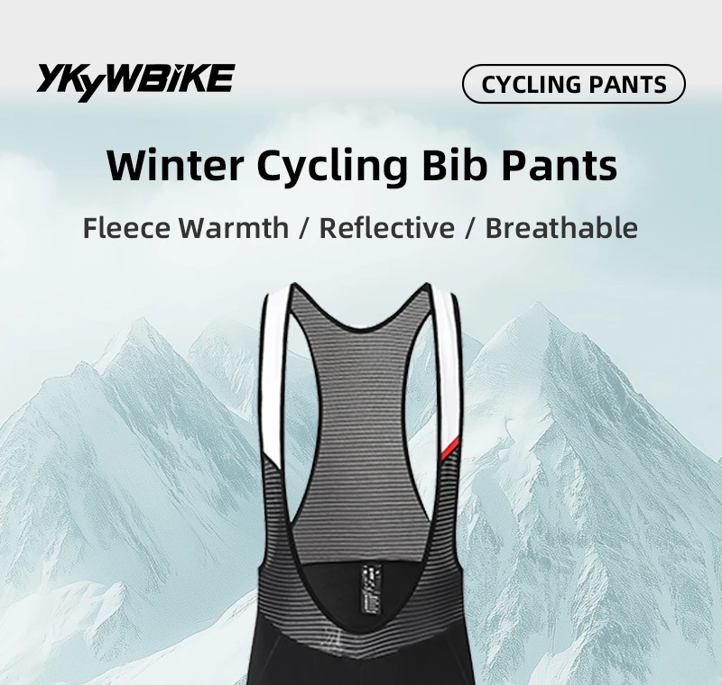 YKYWBIKE 2026 Winter-Radsport-Trägerhose, thermische Wärme, Fleece, Rennrad, lange Hose, 6 Stunden Reiten, Fahrradbekleidung – Detail 2
