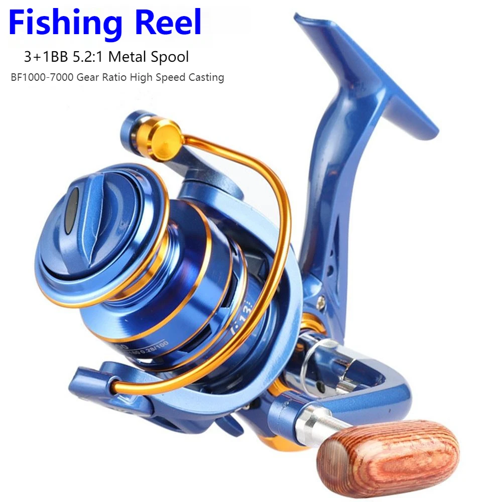 Nuovo Mulinello Da Pesca 13 + 1Bb 5.2:1 Bobina Di Metallo Ruota Rotante Bf1000-7000 Rapporto Di Trasmissione Colata Ad Alta Velocità Mulinello Da Carp
