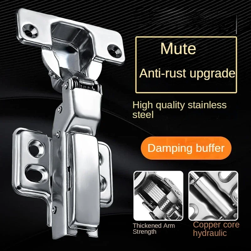 1pcs Hinge Soft Closing Full Overlay Door Hydraulic Hinges No-Drilling Hole Clip-On for Cabinet Cupboard Furniture Hardware
