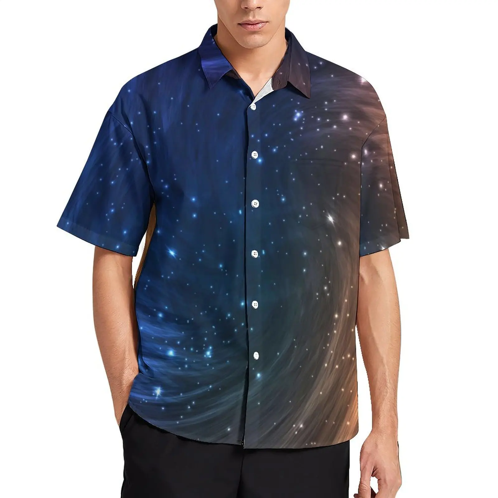 

Hawaiian Shirt Vacation Space Galaxy Blouses Colorful Cosmic Loose Casual Shirts Man Short Sleeve Comfortable Oversized Top