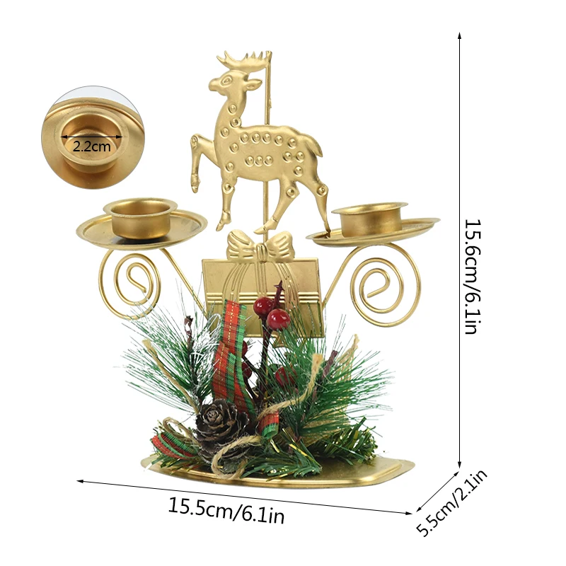 Christmas Wrought Iron Candlestick Santa Claus Snowflake Star Elk Christmas Tree Candle Holder Home Xmas New Year Table Ornament