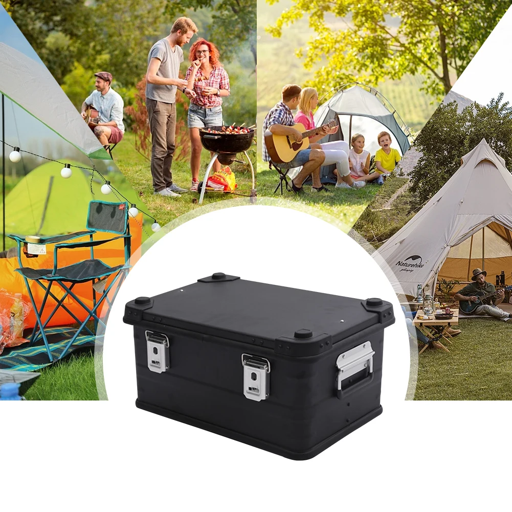 Car Trunk Organizing Box Multifunctional Aluminum Alloy Camping Storage Box Large Capacity Metal Open Camping Hiking 50L