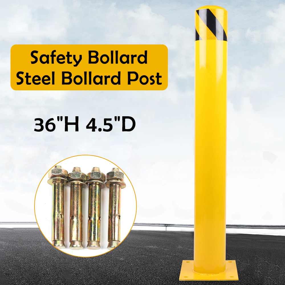 

Parking Safety Bollard Post Road Pile Barrier 36in Yellow Parking Safety Bollard Steel Bollard Post Barrier Traffic Sign Pole