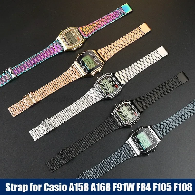 Casio Stainless Steel Ultra-Thin Watchband for Men - 18mm Metal Strap