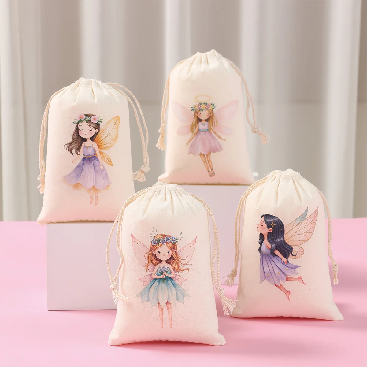 6 stücke Tier Einhorn Dinosaurier Baumwolle Geschenk Taschen Geburtstag Party Decor Kinder Hochzeit Party Favor Baby Dusche Baumwolle Leinen Geschenk Tasche – Detail 7