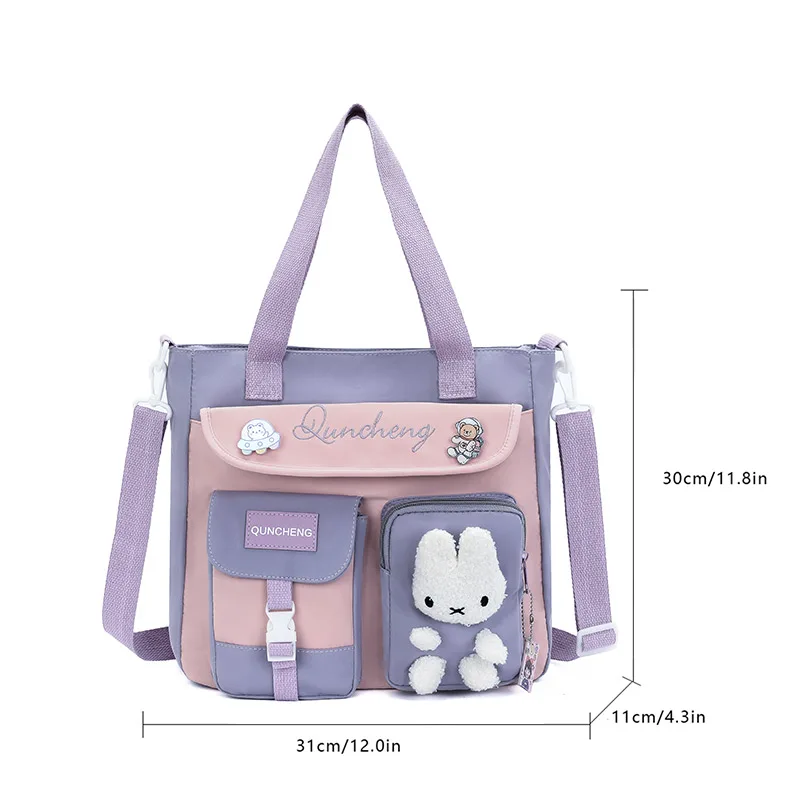 Tote Bag, Student Carrying Book Bag, Female Large Capacity Junior High School Student Tutoring Bag, Crossbody Backpack