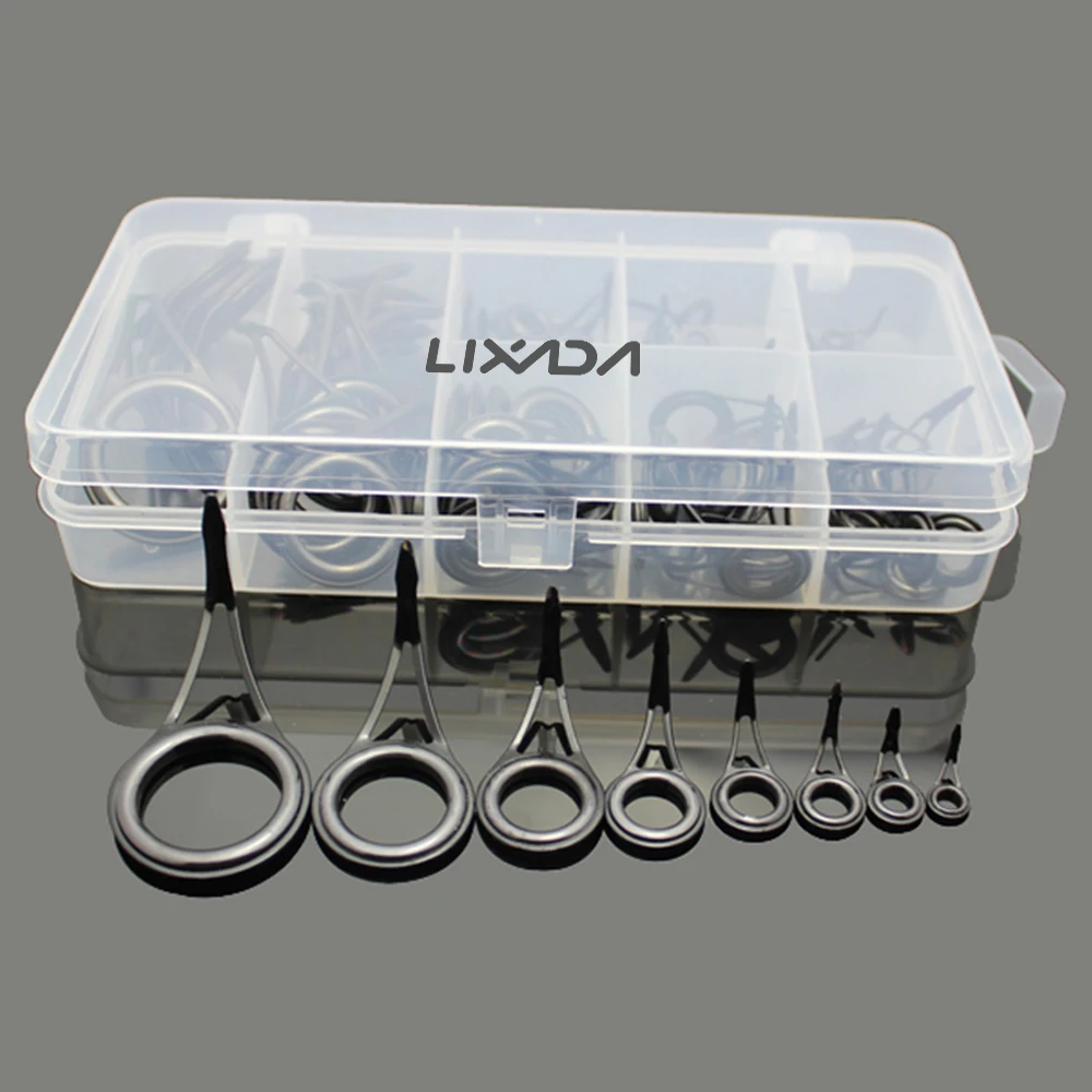 Lixada 75pcs Various Sizes Fishing Rod Guide Tip Fishing Line Spinning Guide Eyes Rings Tip Top Repair Kit Set