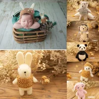 Newborn Photography Props Accessories Backdrop Animal Baby Toys Wool Mohair Infant Dolls Lion Bear Bunny Panda Studio Props 2
