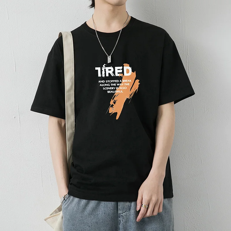 

HIP HOP Mens T-shirts Casual For 2023 Summer Short Sleeves Black Print Tshirt Tees Oversize 5XL 6XL T Shirt