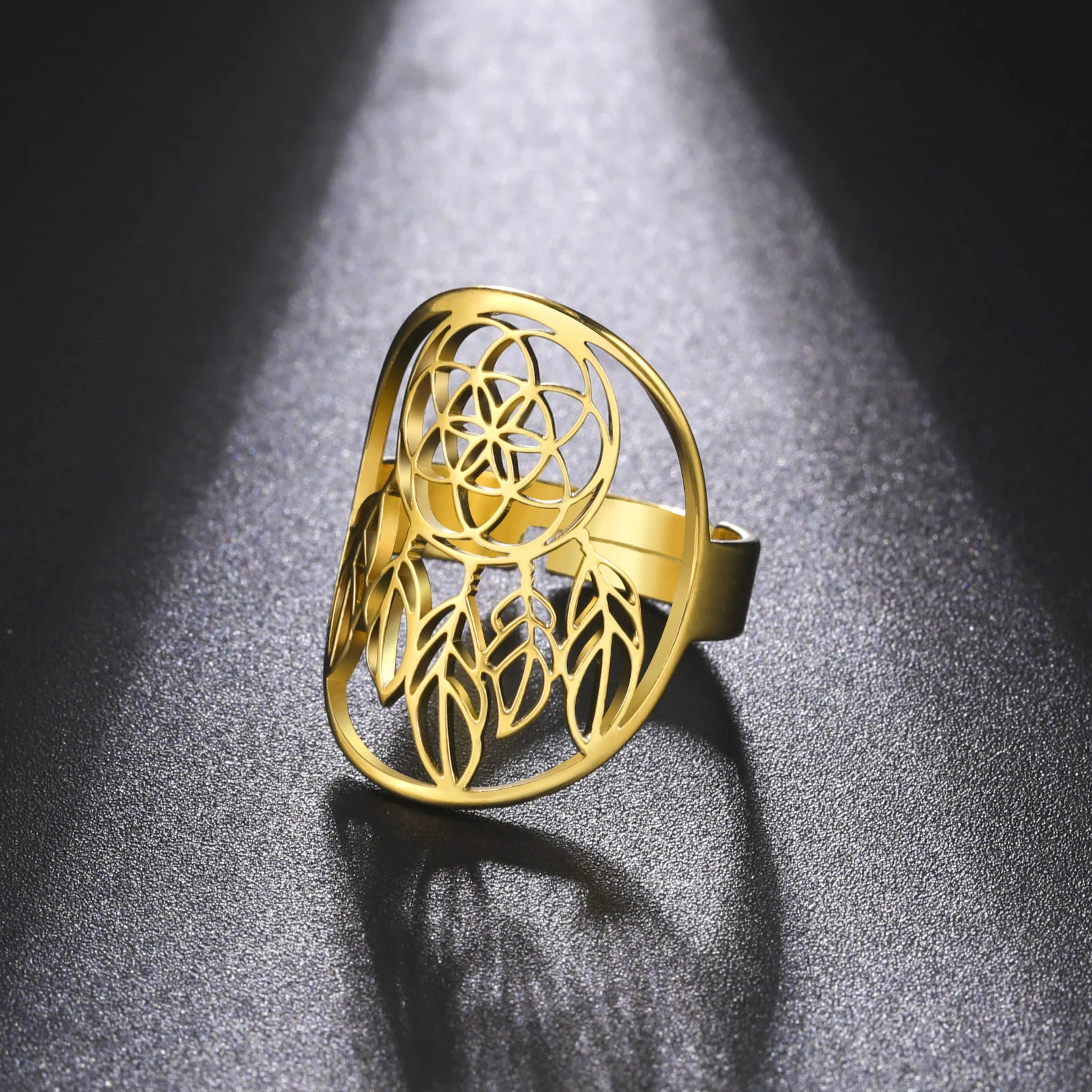Skyrim New In Dream Catcher Ring Women Stainless Steel Gold Color