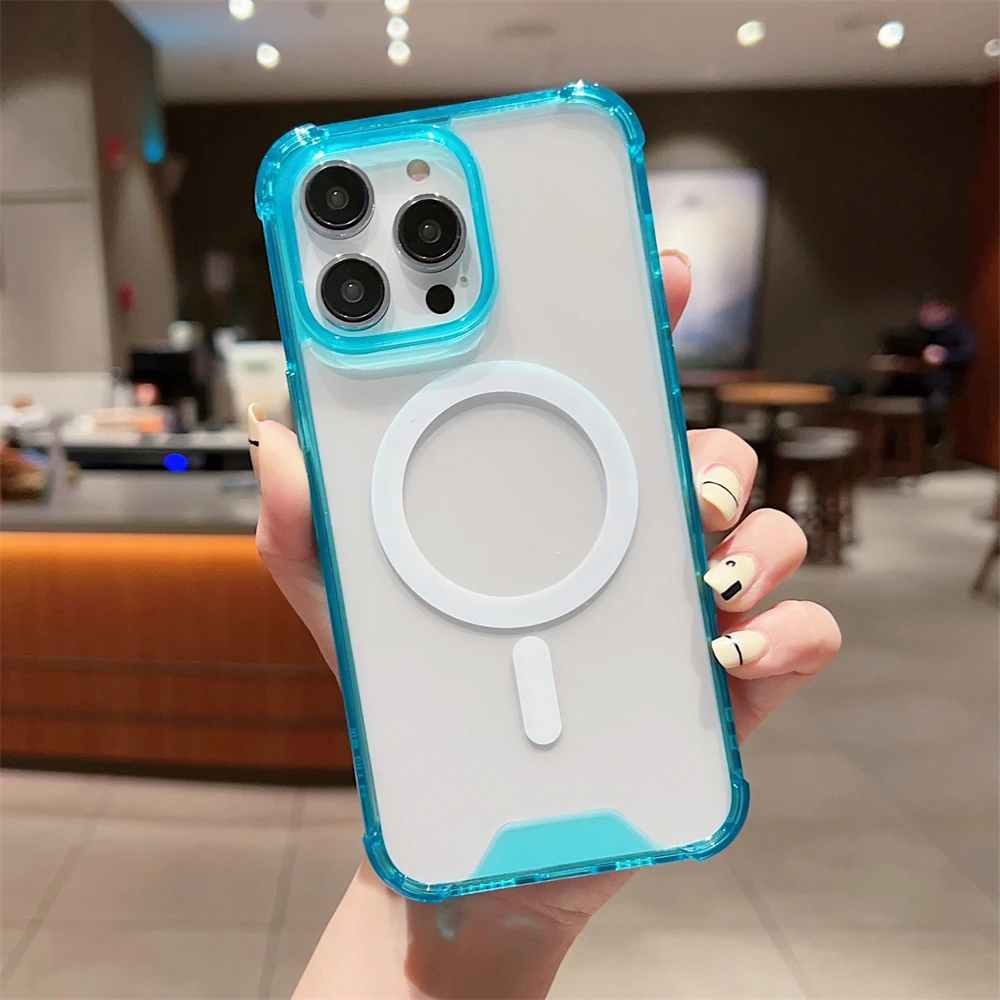 Luxurious Magnetic Wireless Charging Shockproof Transparent Phone Case